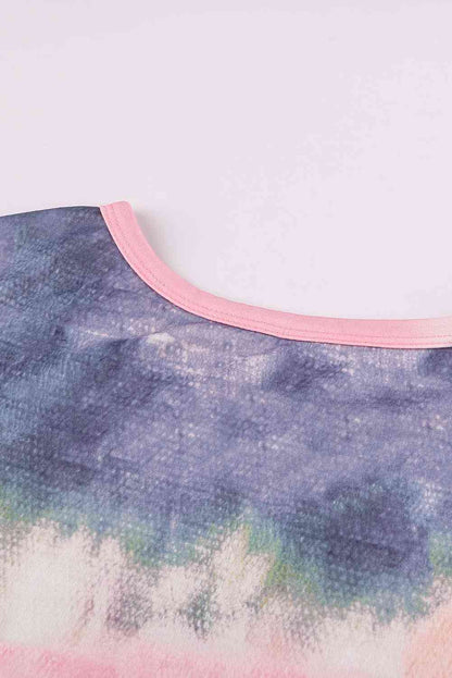 Top con cuello redondo y hombros caídos con efecto tie-dye