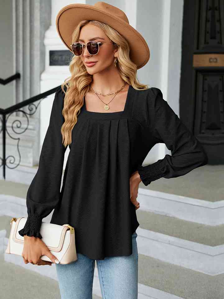 Square Neck Puff Sleeve Blouse