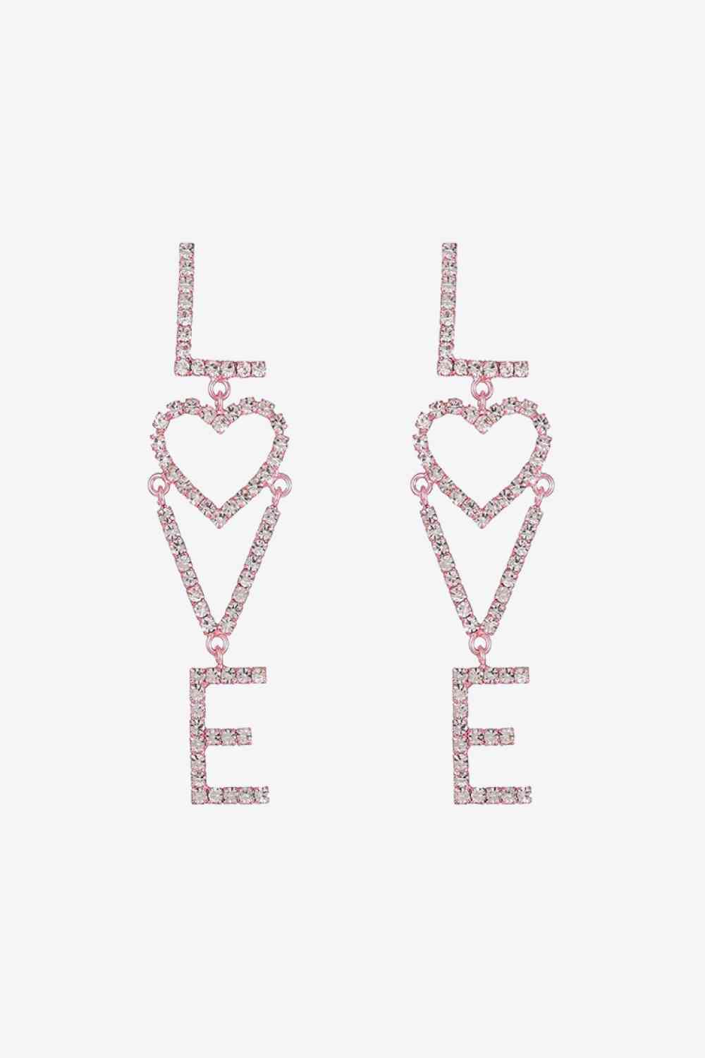 Boucles d'oreilles en alliage de zinc et pierre de verre LOVE