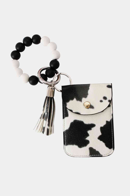 Llavero con pulsera de cuentas y cartera