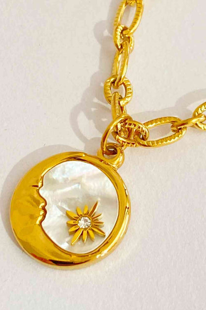 Collier à pendentif rond en acier inoxydable