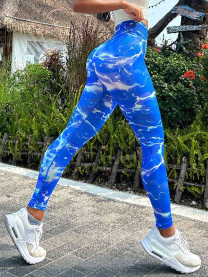 Pantalon actif long tie-dye coupe slim à taille haute