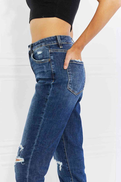 Vervet by Flying Monkey Full Size Distressed Cropped Jeans with Pockets