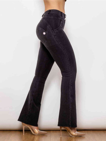 Jean bootcut long pleine taille