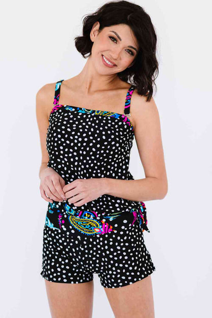 Conjunto de tankini atado estampado