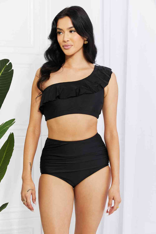 Marina West Swim - Seaside Romance - Bikini asymétrique à volants - Noir