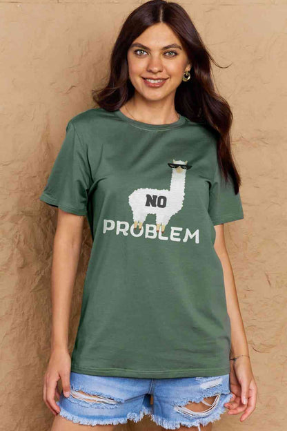 Camiseta de algodón con gráfico NO PROBLEM de tamaño completo de Simply Love