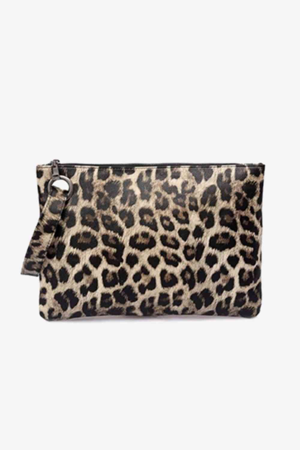 Clutch de piel sintética con estampado de leopardo