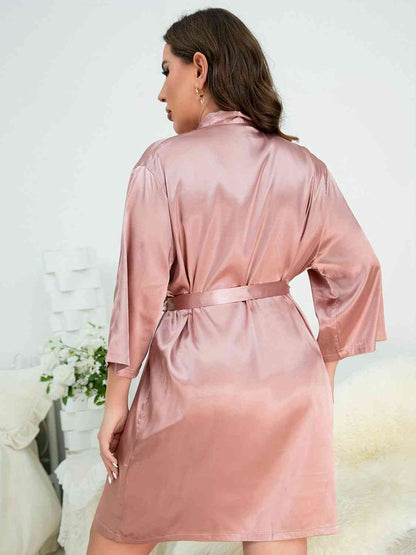 Peignoir Surplis avec Lien à la Taille de Grande Taille