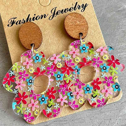 Flower Shape Acrylic Dangle Earrings