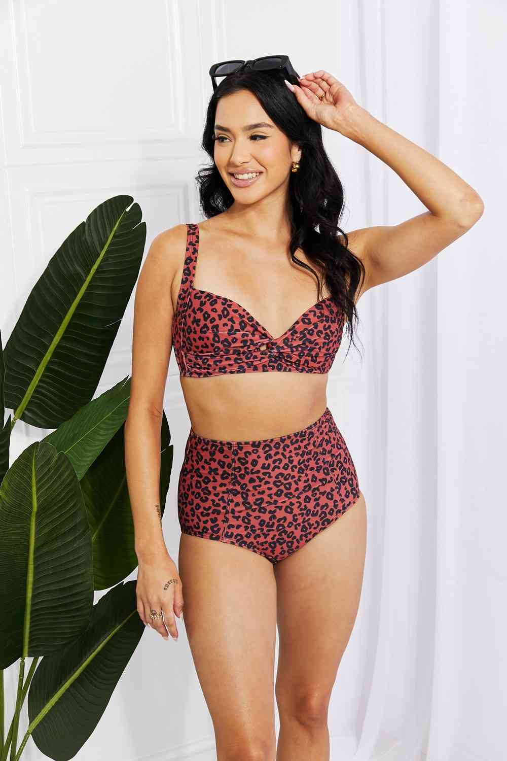 Marina West Swim Take A Dip - Bikini taille haute torsadé en ocre