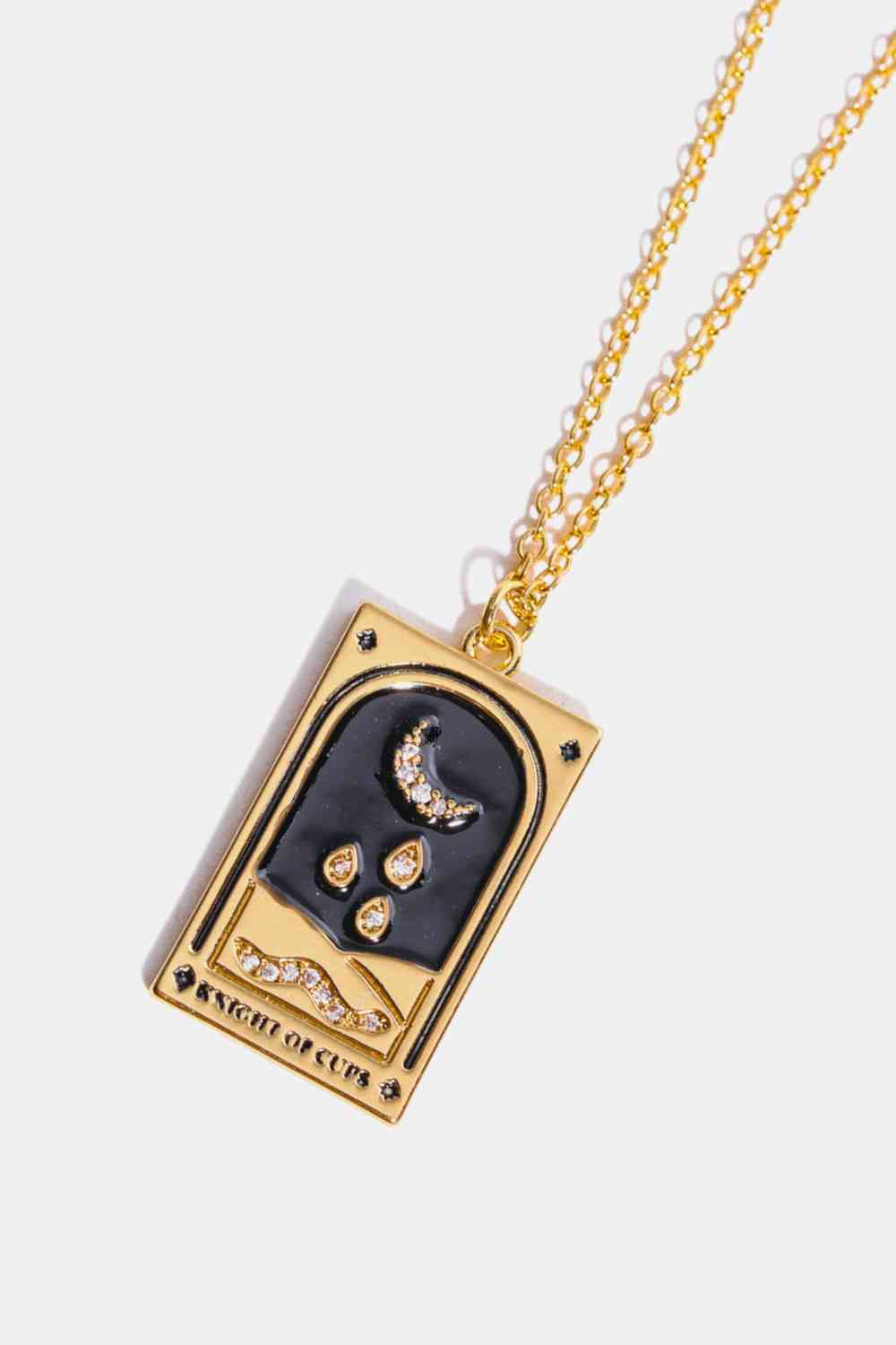 Collier en acier inoxydable avec pendentif carte de tarot