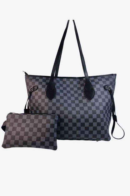 Conjunto de bolsos de dos piezas de PVC a cuadros