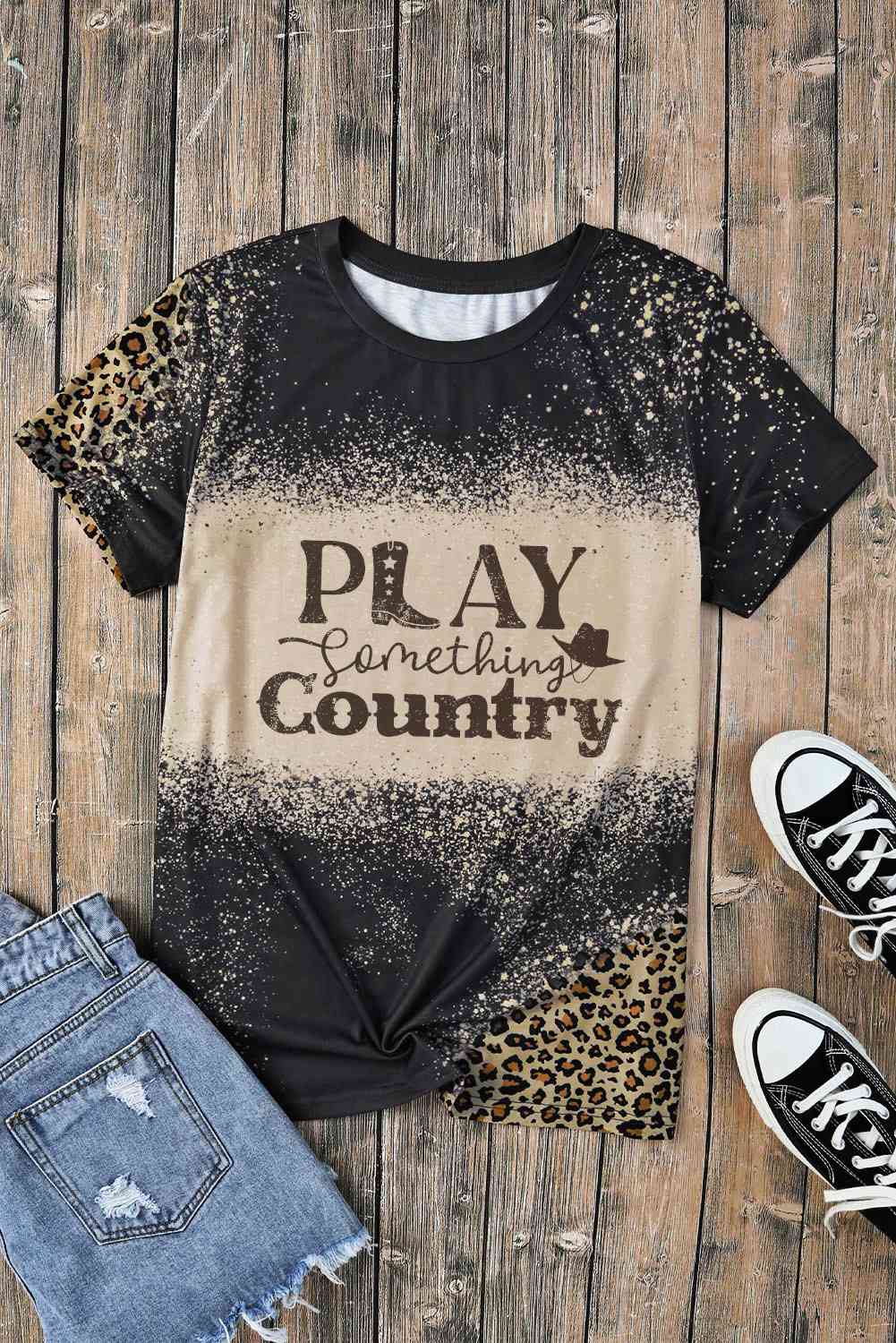 PLAY SOMETHING COUNTRY Camiseta con estampado de leopardo