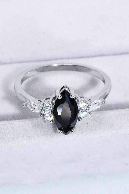 Anillo de ágata negra de plata de ley 925