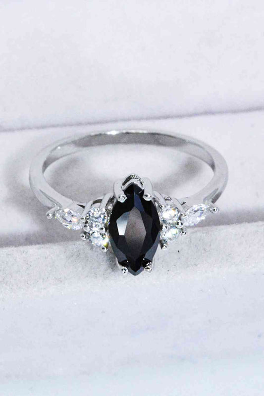 Bague agate noire en argent sterling 925