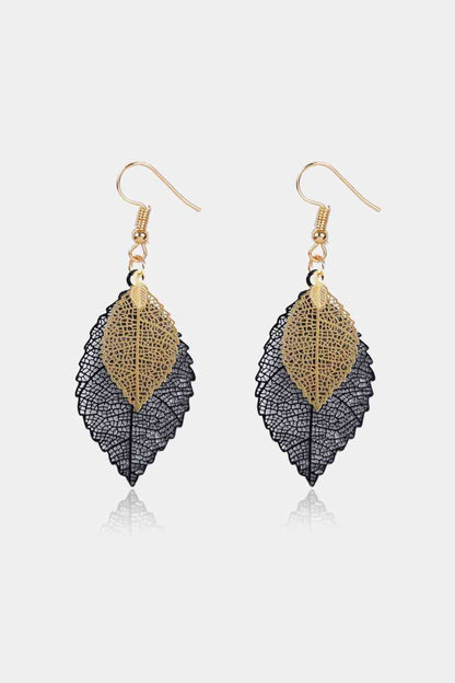 Boucles d'oreilles pendantes en forme de feuille