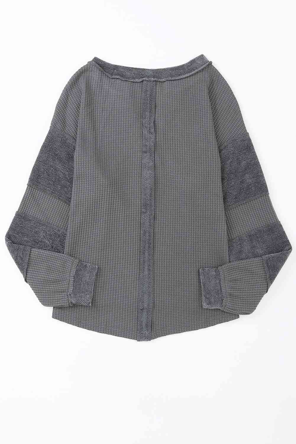 Blouse en tricot gaufré à col cranté