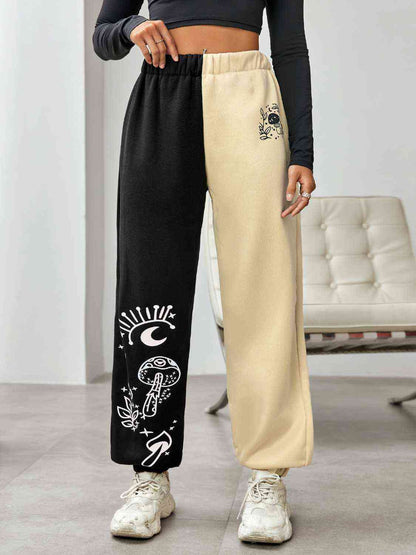 Graphic Contrast Sweatpants