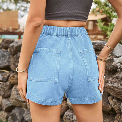 Shorts vaqueros de cintura alta con bolsillos