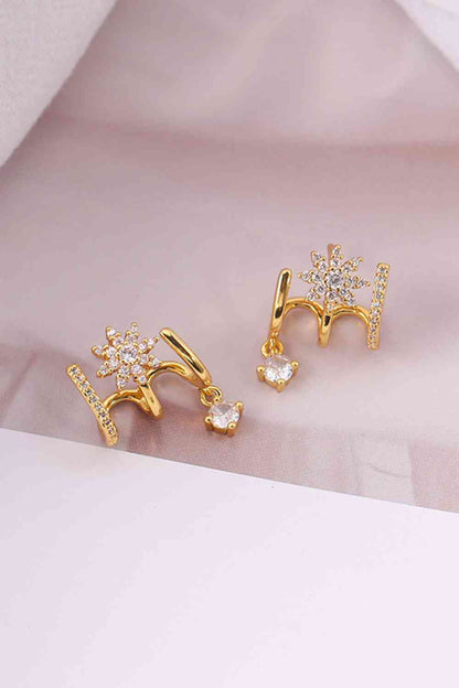 Boucles d'oreilles fleur en zircon plaqué or 18 carats