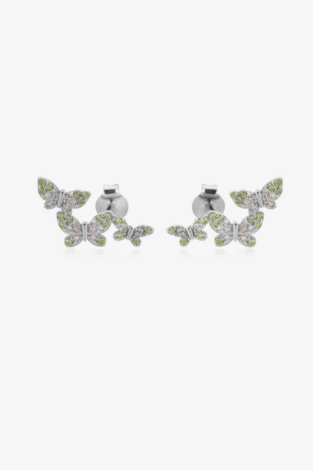 Boucles d'oreilles papillon en argent sterling 925 avec zircon