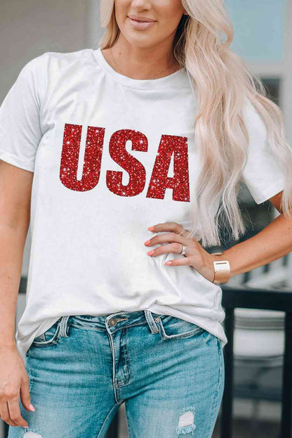 USA Graphic Round Neck Tee