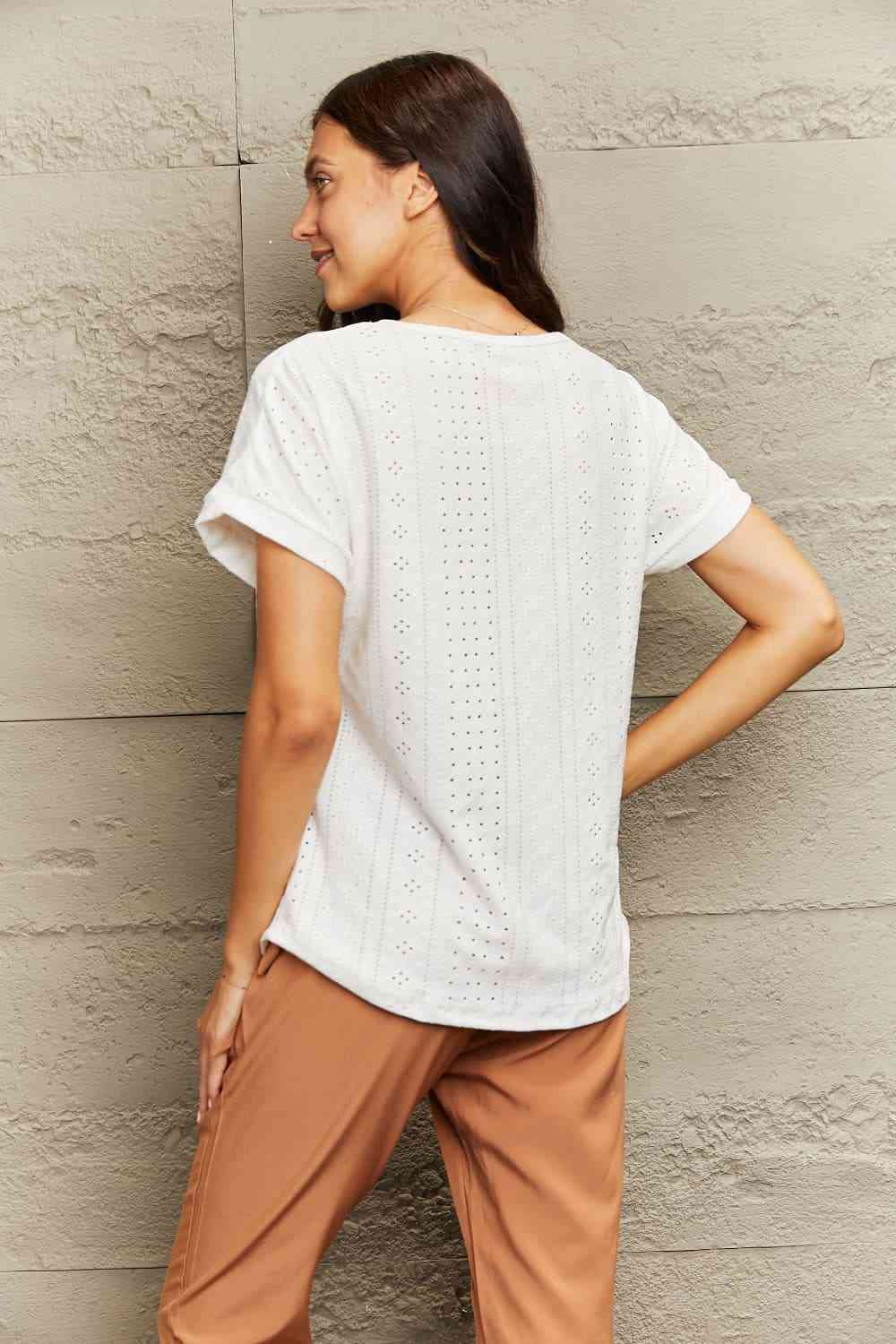 Eyelet Short Sleeve Blouse