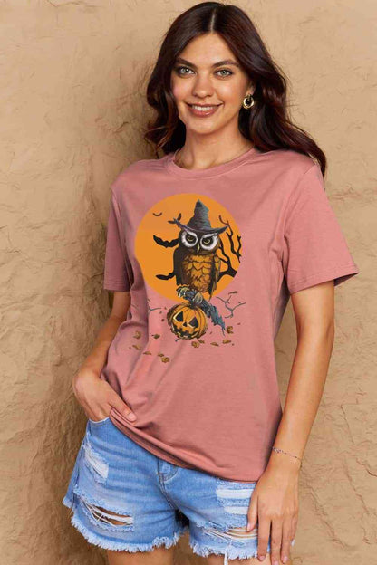 Camiseta de algodón con estampado de tema Holloween de tamaño completo de Simply Love