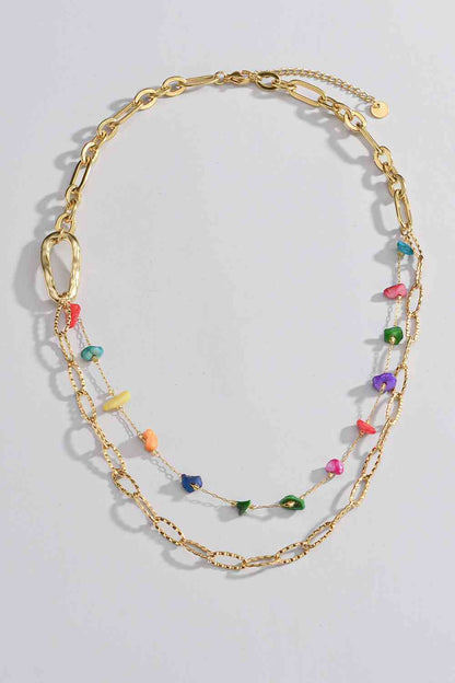 Collar de doble capa de piedras multicolores