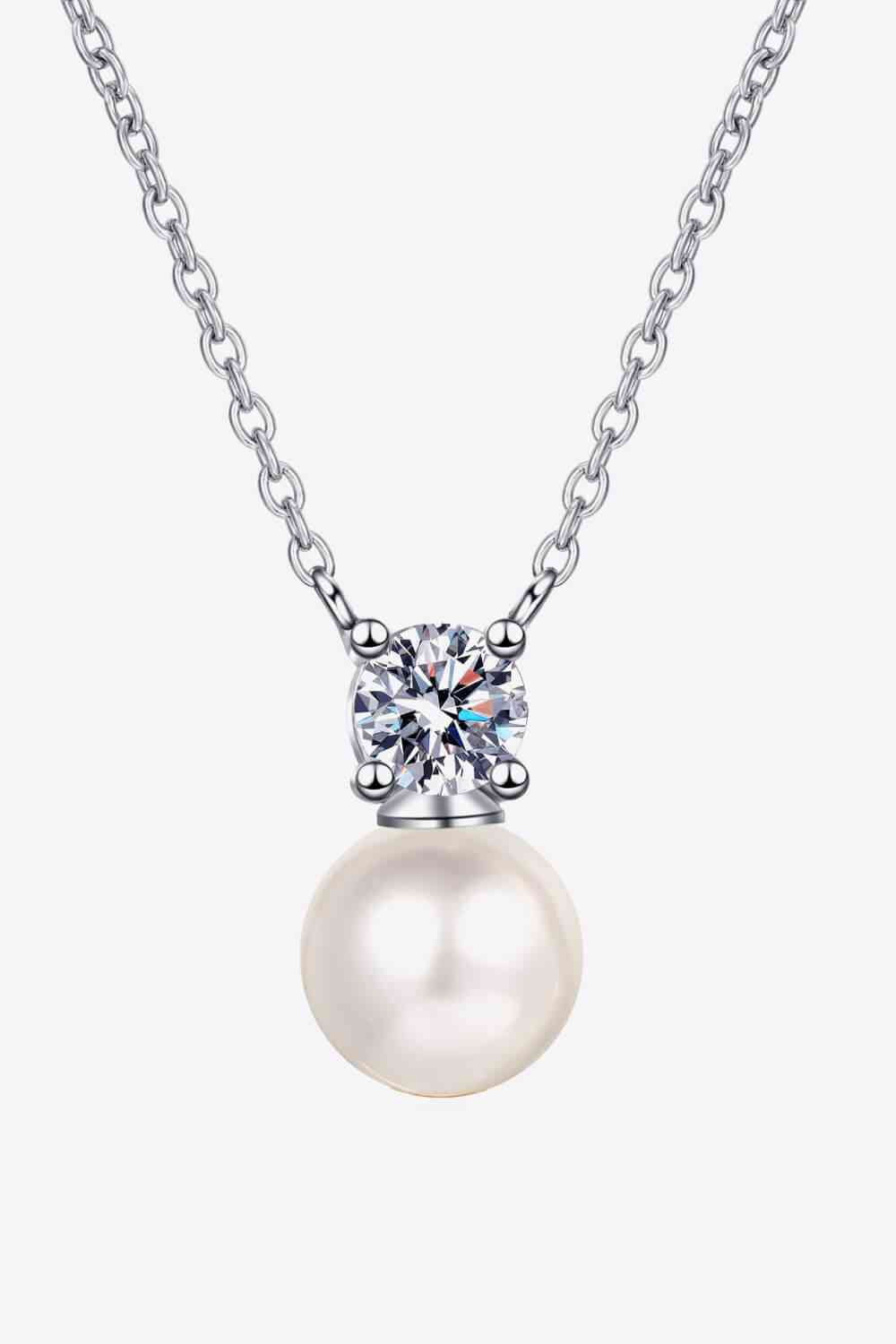 925 Sterling Silver Freshwater Pearl Moissanite Necklace