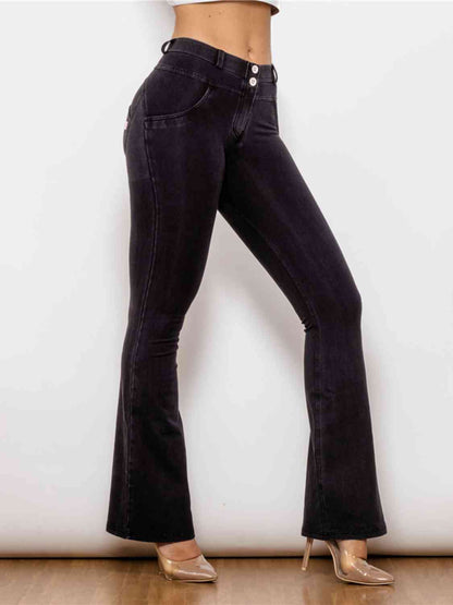 Jean bootcut long pleine taille