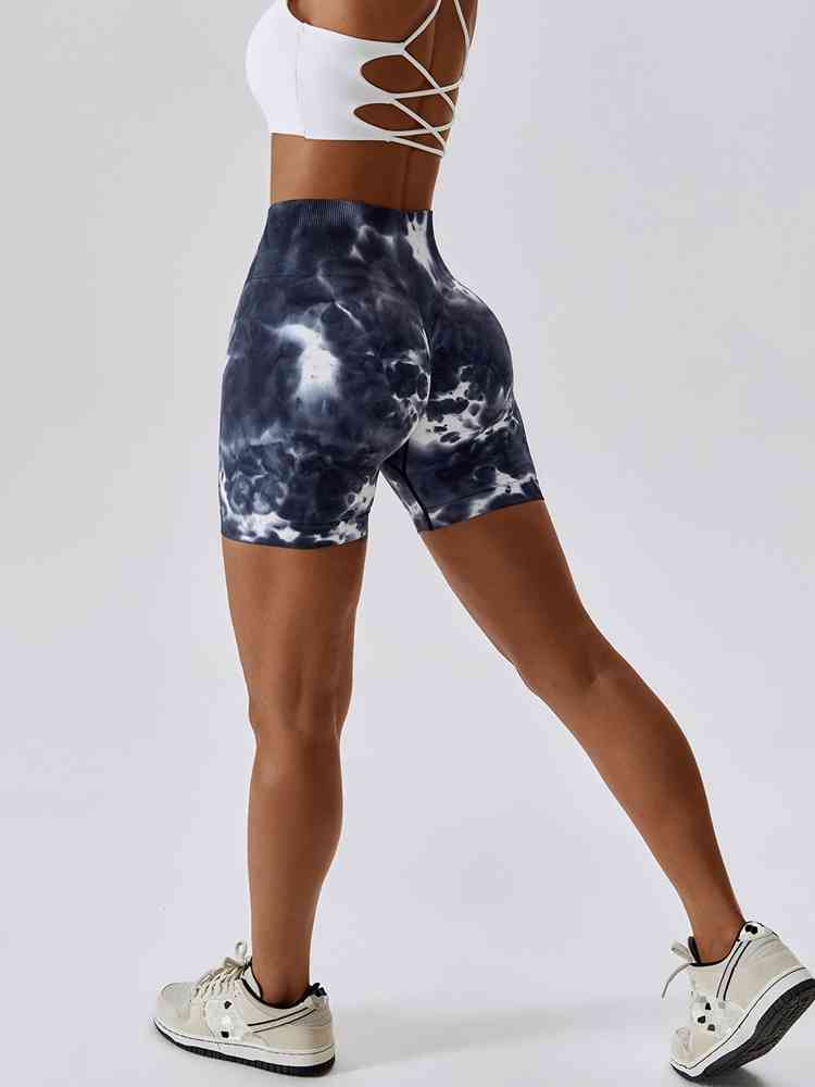 Short de sport coupe slim à large ceinture tie-dye