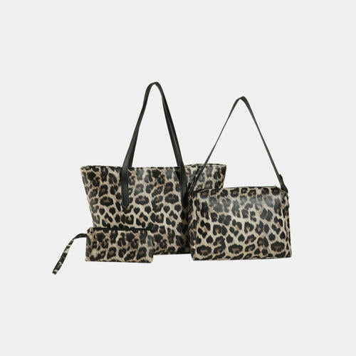 Conjunto de bolso de cuero PU de leopardo de 3 piezas