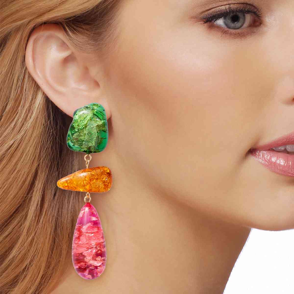 Boucles d'oreilles pendantes en alliage et résineux