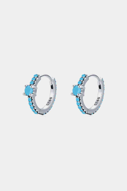 Boucles d'oreilles Huggle en argent sterling 925, turquoise artificielle