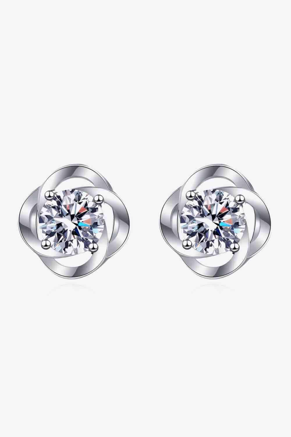 Boucles d'oreilles à tige plaquées rhodium It's Your Day en moissanite