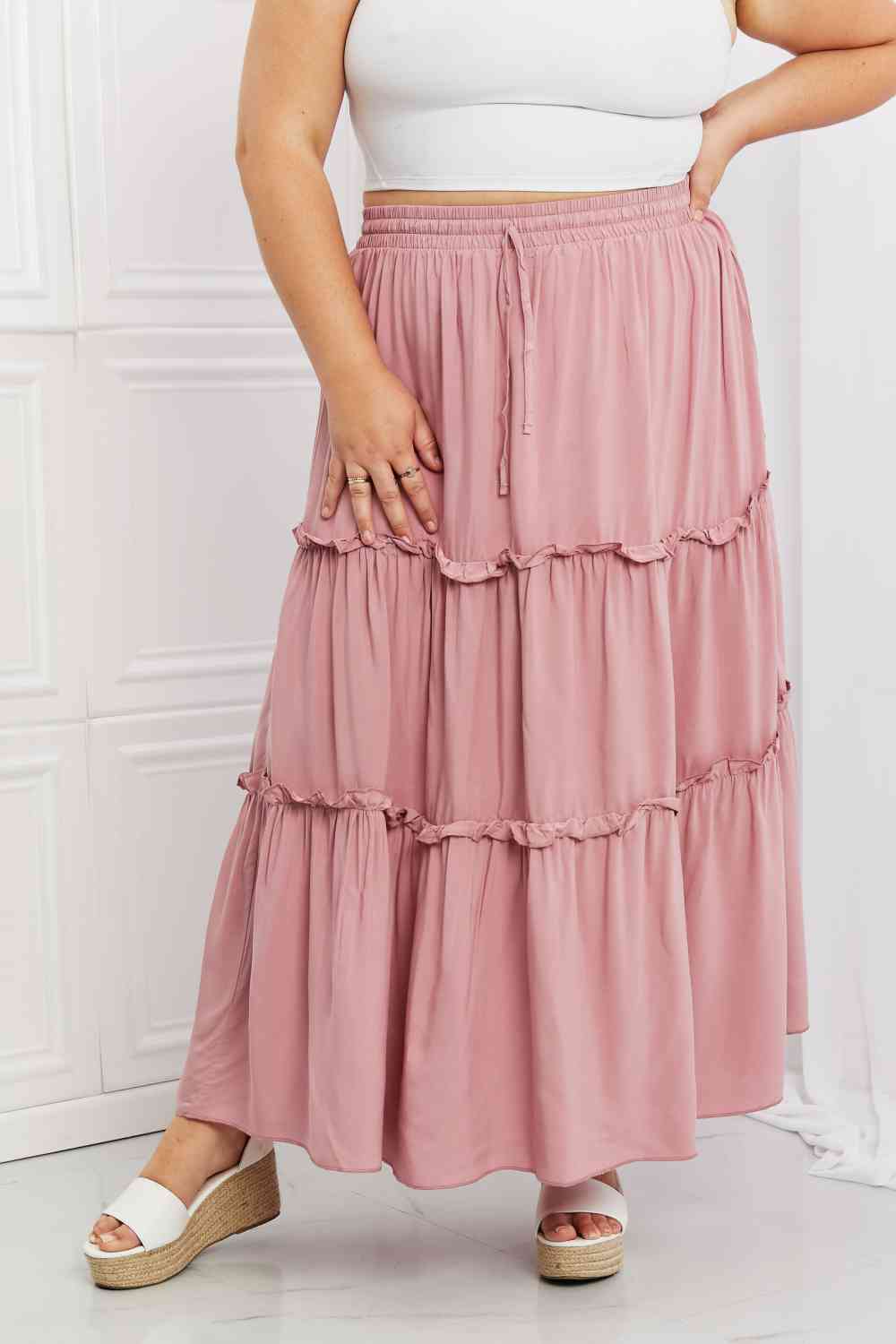 Zenana Summer Days Full Size Ruffled Maxi Skirt