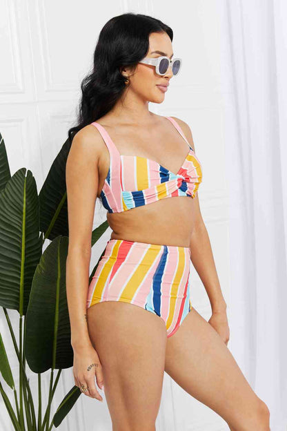 Marina West Swim - Take A Dip - Bikini torsadé taille haute à rayures