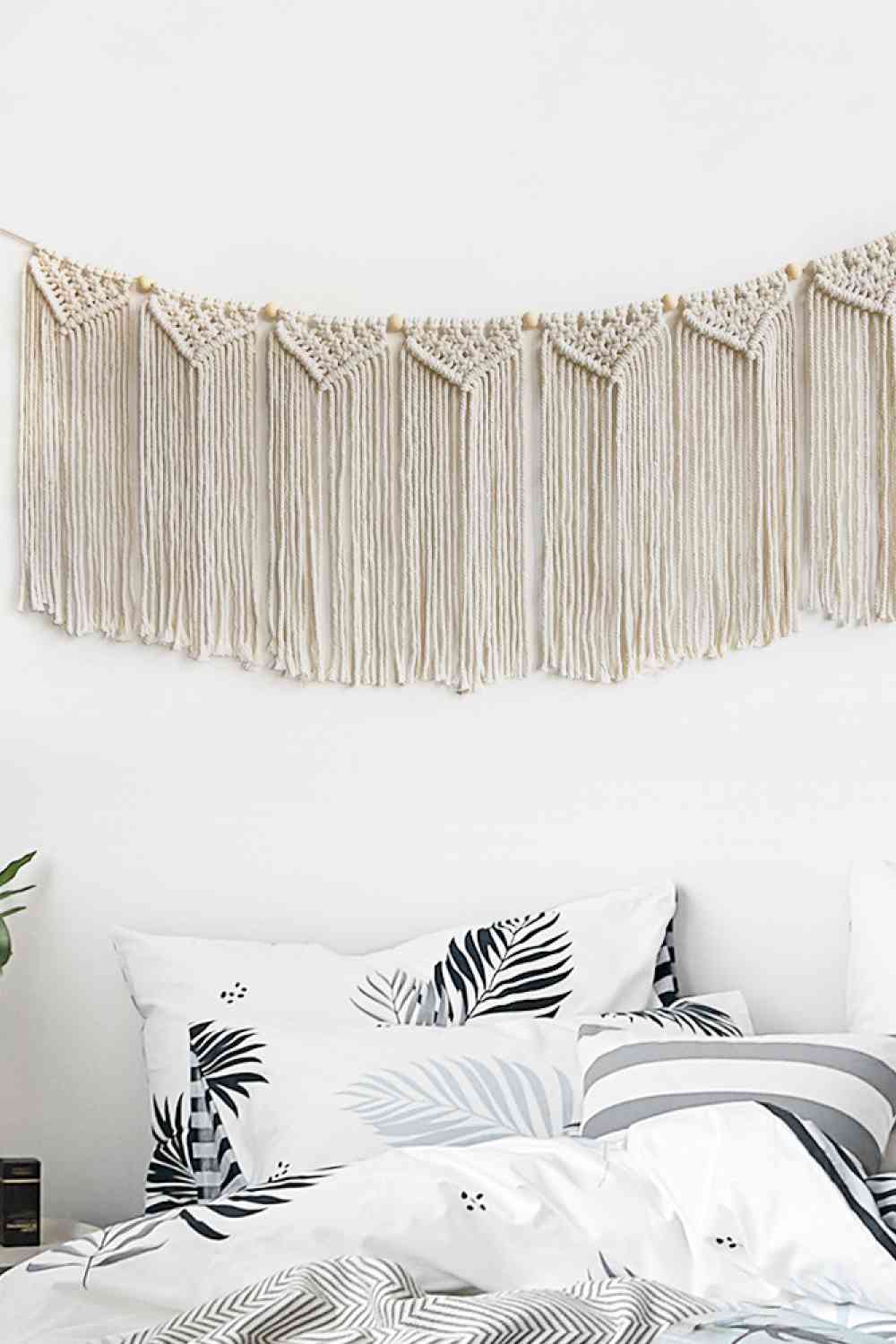 Colgante de pared de macramé con flecos totalmente hecho a mano