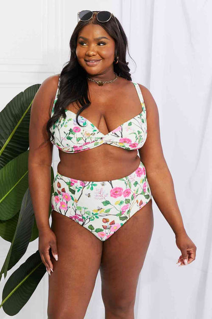 Marina West Swim Take A Dip - Bikini taille haute torsadé en crème