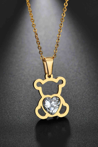 Collier en acier inoxydable avec pendentif ours