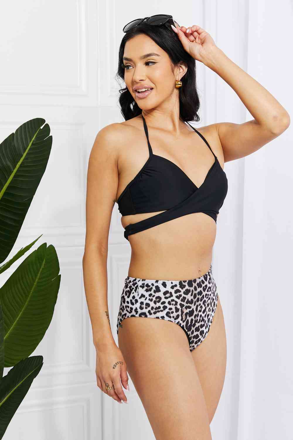 Marina West Swim Summer Splash - Ensemble de bikini dos nu en noir