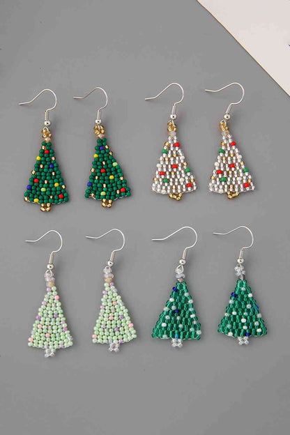 Boucles d'oreilles en forme d'arbre de Noël en perles