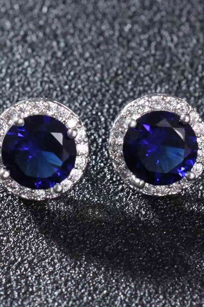 Boucles d'oreilles à tige plaquées platine et moissanite contrastée 2 carats