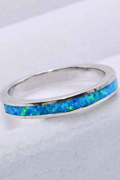 Bague opale en argent sterling 925 en bleu ciel