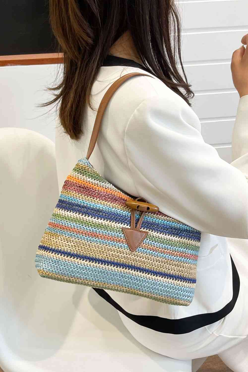 Bolso de hombro de paja multicolor Adored