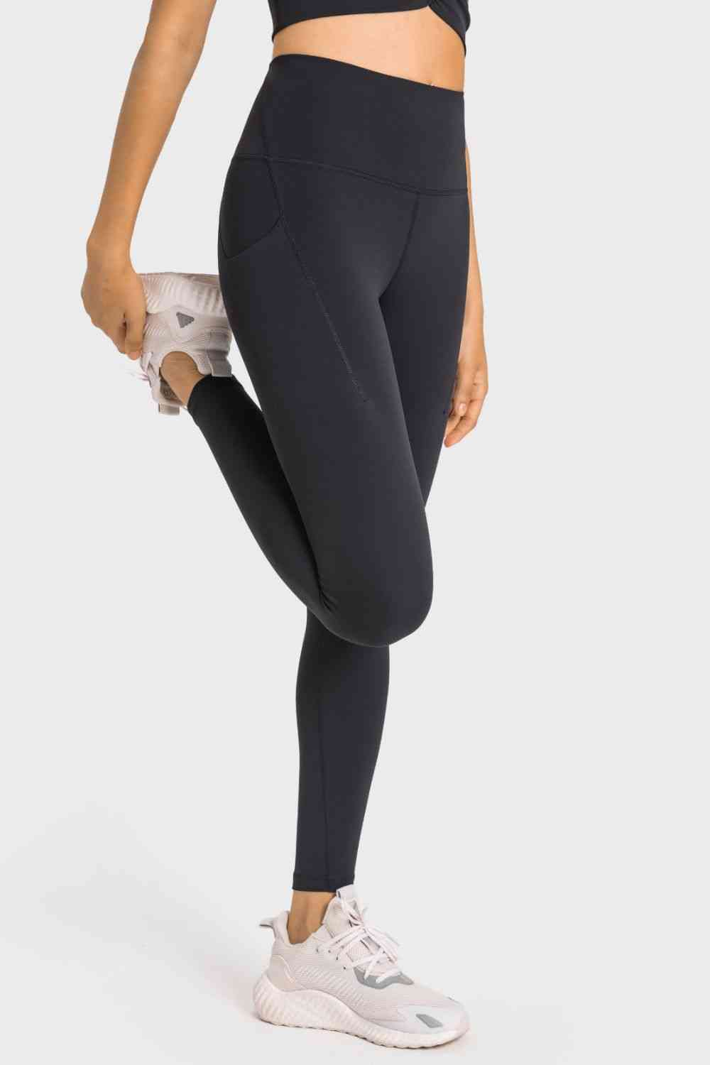 Leggings de yoga con bolsillo y cintura ancha de talle alto