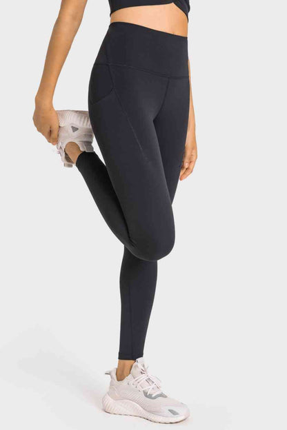 Leggings de yoga con bolsillo y cintura ancha de talle alto