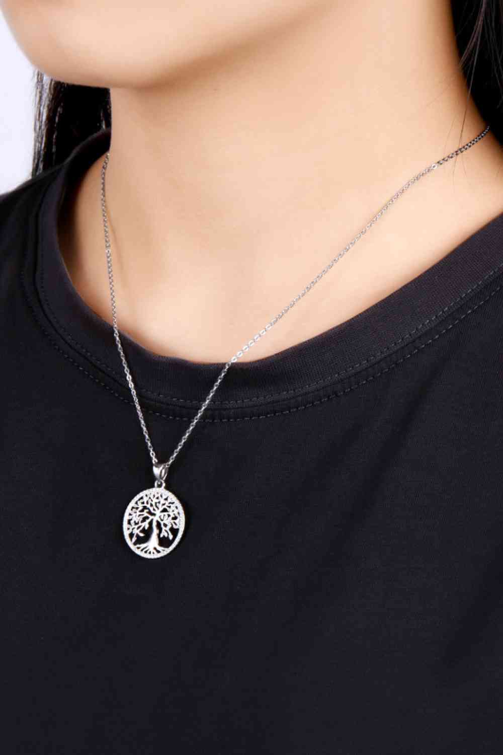 Collier avec pendentif arbre moissanite en argent sterling 925 adoré